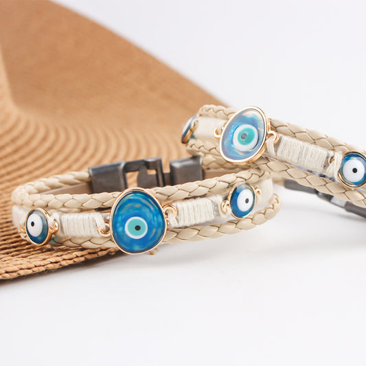 bracelet original Turkish style blue eyes alloy leather bracelet bracelet multi-layer braided small accessories