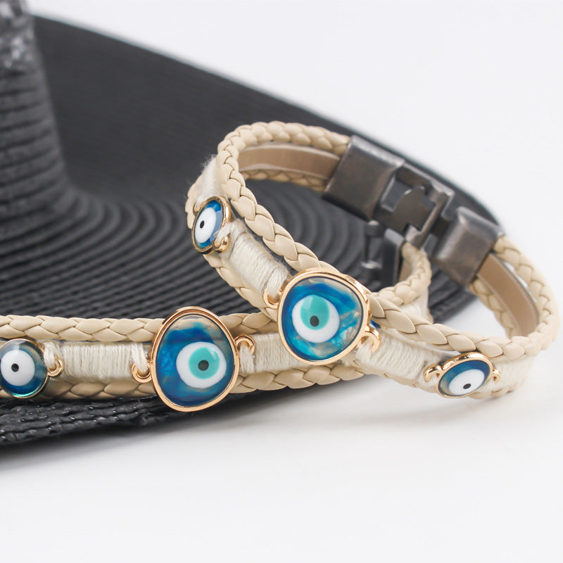 bracelet original Turkish style blue eyes alloy leather bracelet bracelet multi-layer braided small accessories