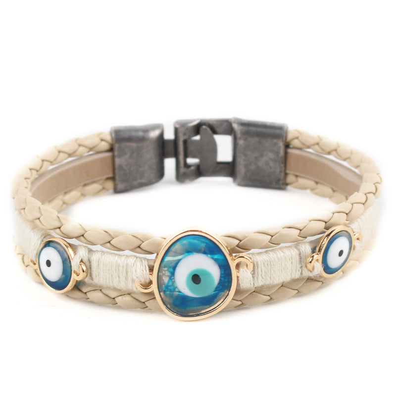 bracelet original Turkish style blue eyes alloy leather bracelet bracelet multi-layer braided small accessories